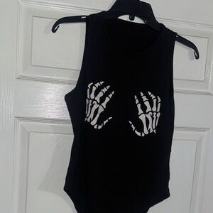 SHEIN Black Skeleton Hand Bodysuit